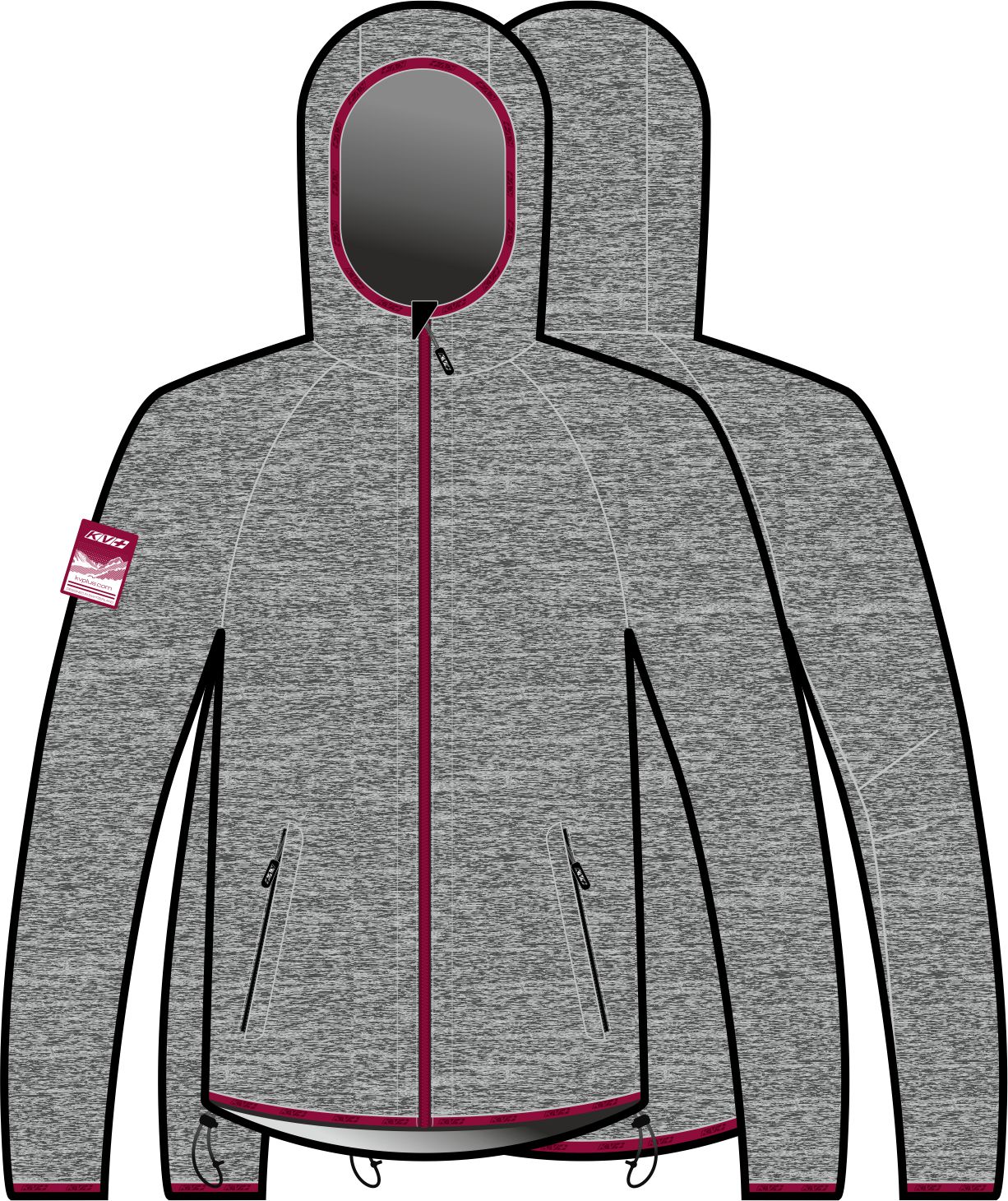 JERSEY FOCA woman with hood (gray/purple)